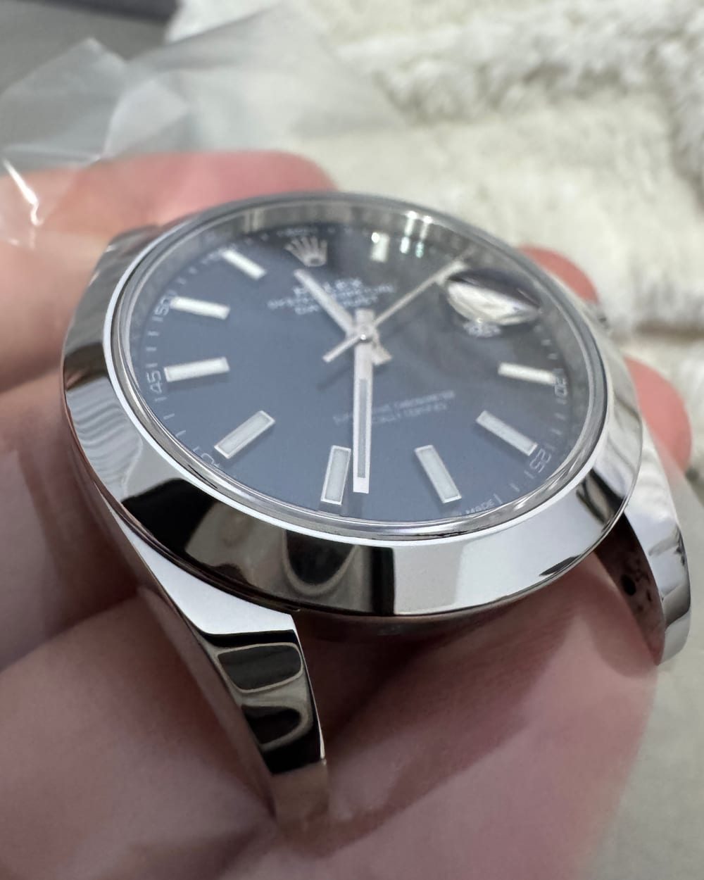 Rolex Datejust après restauration — poli miroir